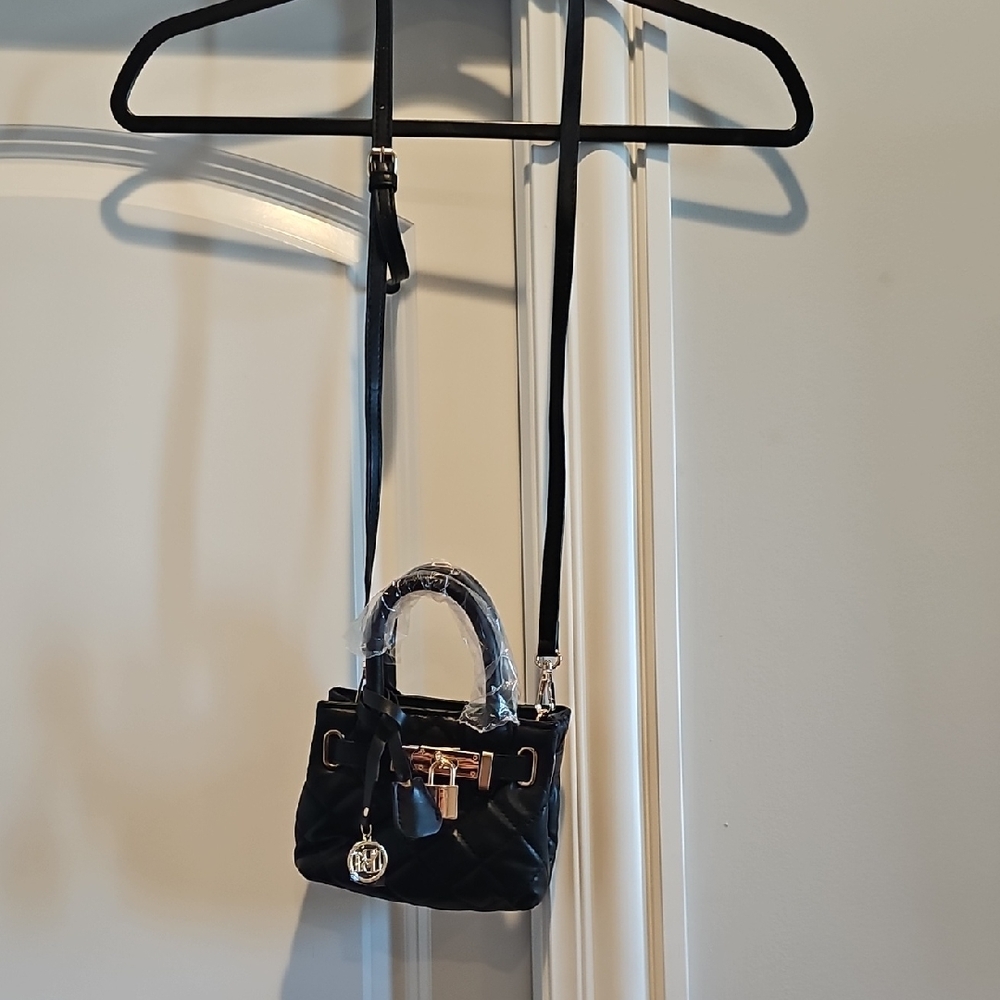 Badgley Mischka Black Mini Bag with Gold Accents